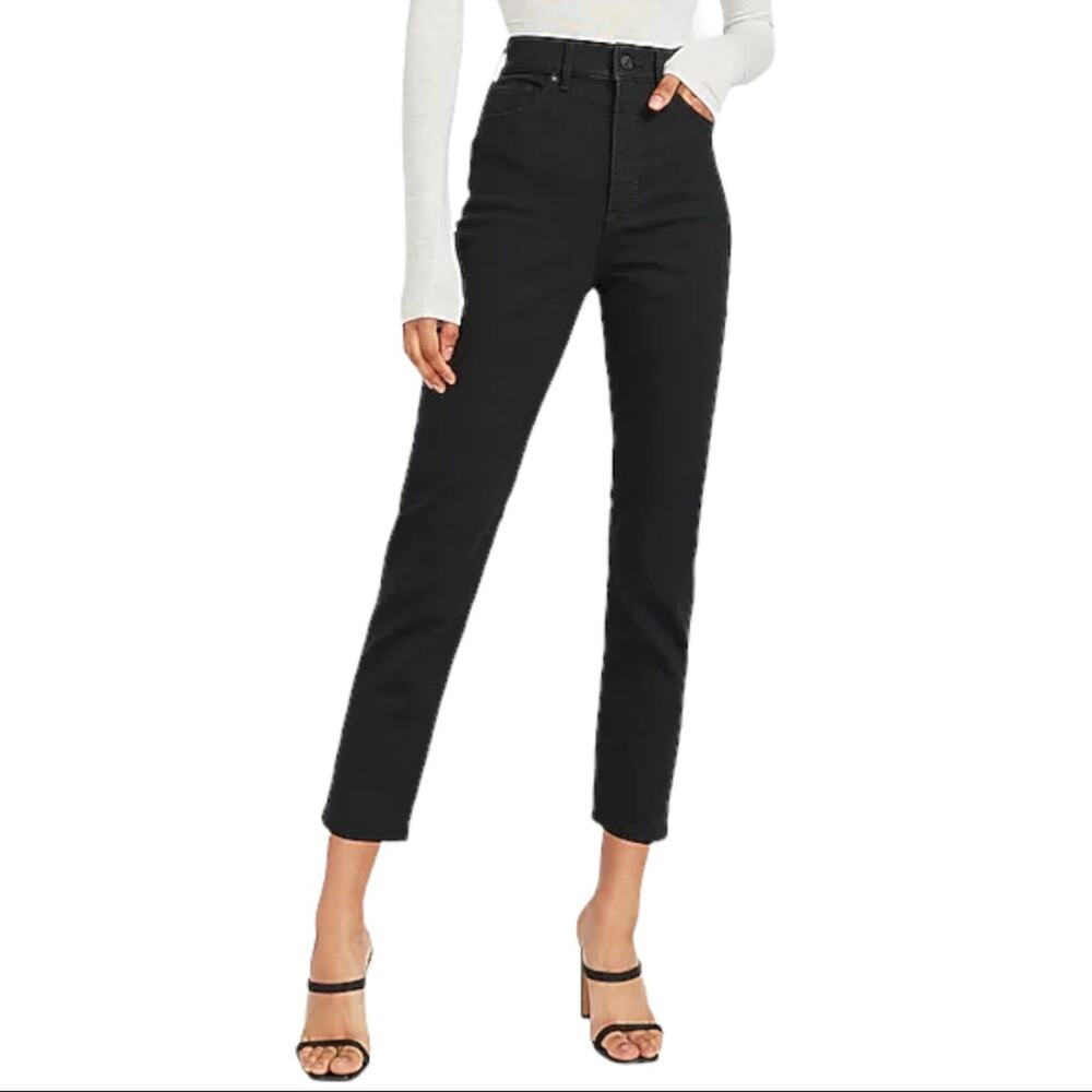 Express Super High Waisted Black Mom Jeans Size 12